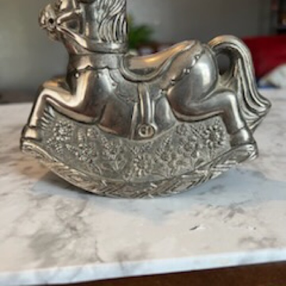 Vintage Rocking Horse Coin Piggy Bank Leonard Made In Italy Silver Plated 1970s - Picture 3 of 9